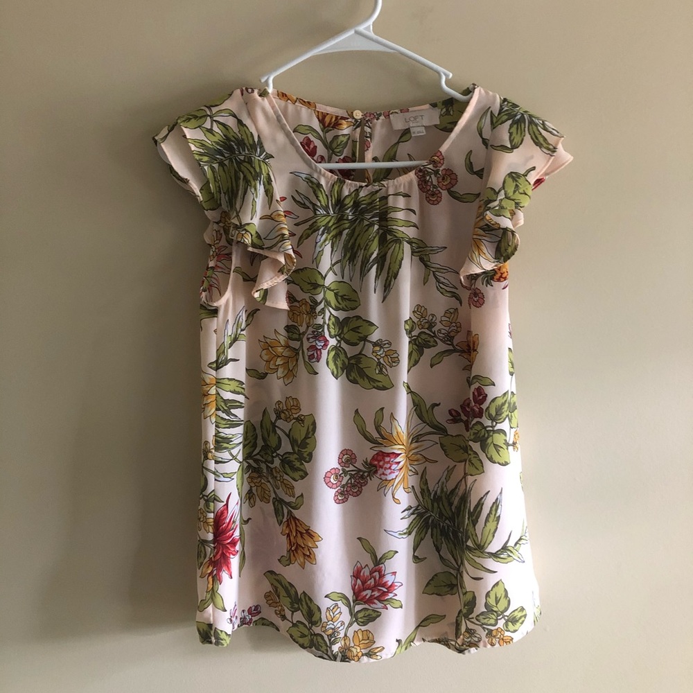 LOFT Cap-Sleeved Floral Blouse